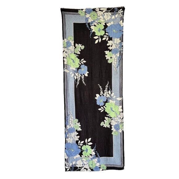 Talbots Wrap Scarf Blue Asian‎ Floral Womens Coastal - Picture 1 of 7